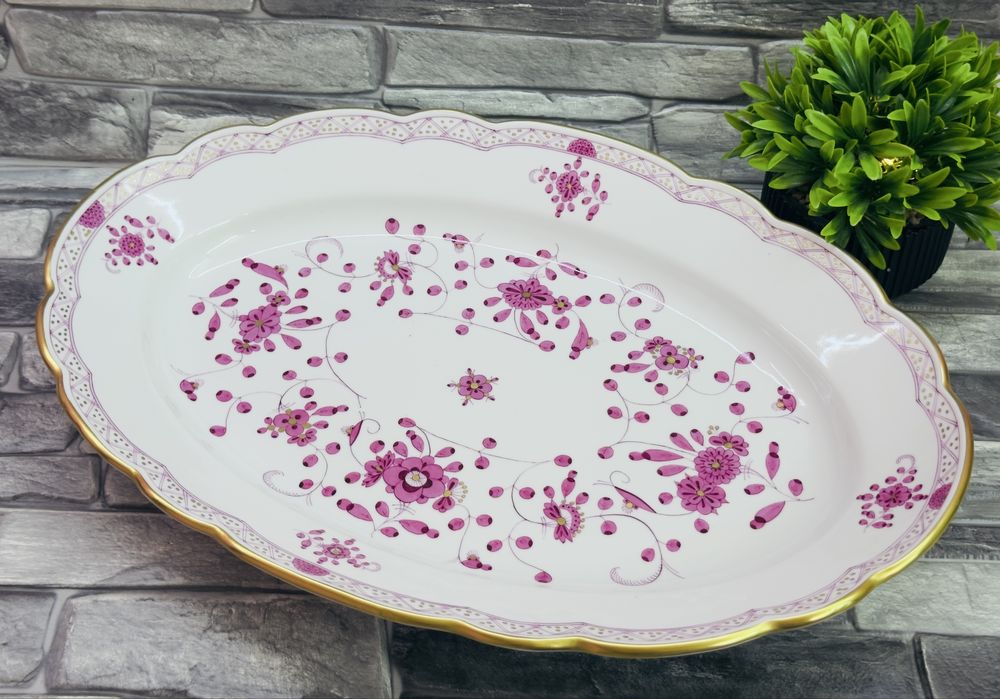 Масивно винтидж плато Cölln Meissen-Purle Indian Flower