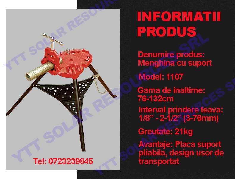 Suport / capra / trepied cu menghina / lant pt filetat tevi 1/8"-6"