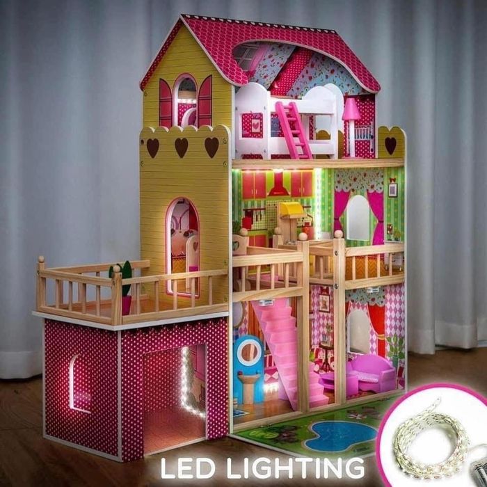 Страхотна къща за кукли с лед осветление Внос Амазпн