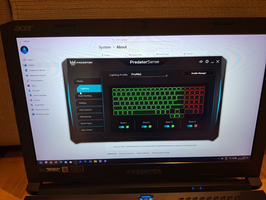 17" Лаптоп Acer Predator Helios 500, i7, 1070 8GB, 32 GB RAM, 1TB NVME