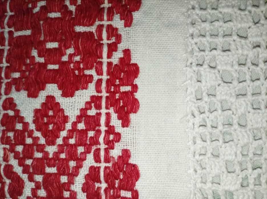 Ștergar /Prosop traditional, țesut si cusut manual, cu dantela macrame