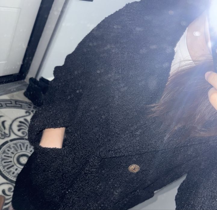 Тедди пальто черное S размер