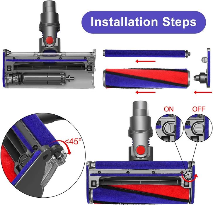 Резервна мека ролка и плюшени ленти за Dyson V6, V7, V8, V10, V11