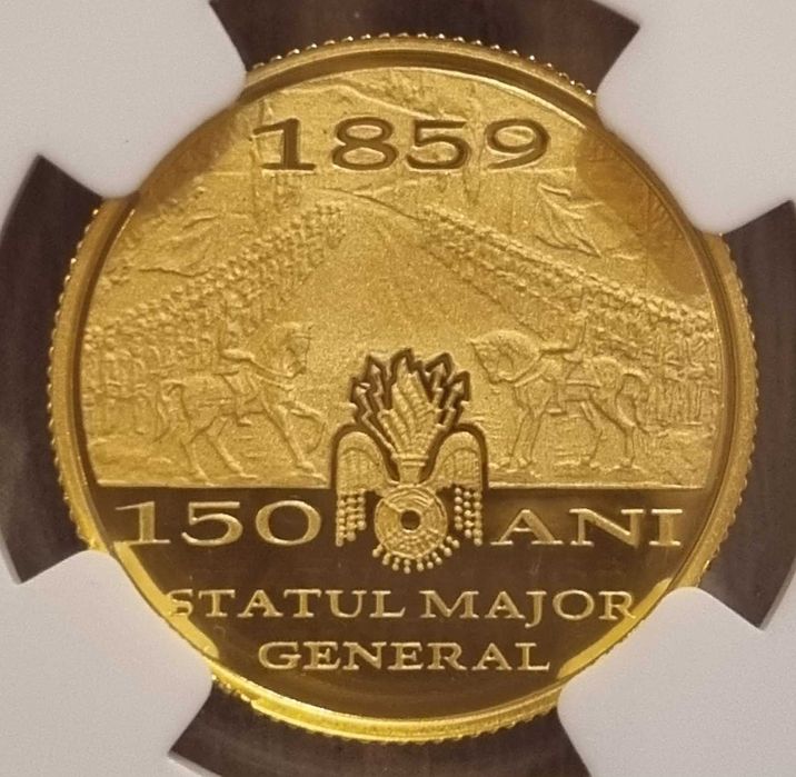 Set 3 monede BNR, aur argint tombac Statul Major General gradate NGC