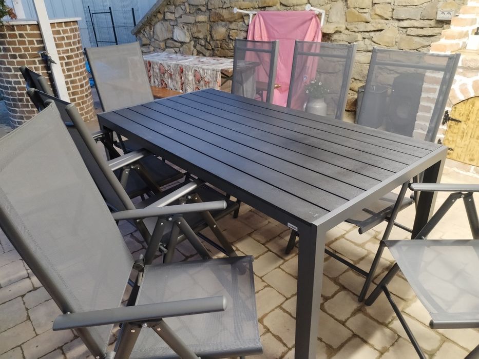 Set de gradina masa cu 8 scaune pliabile