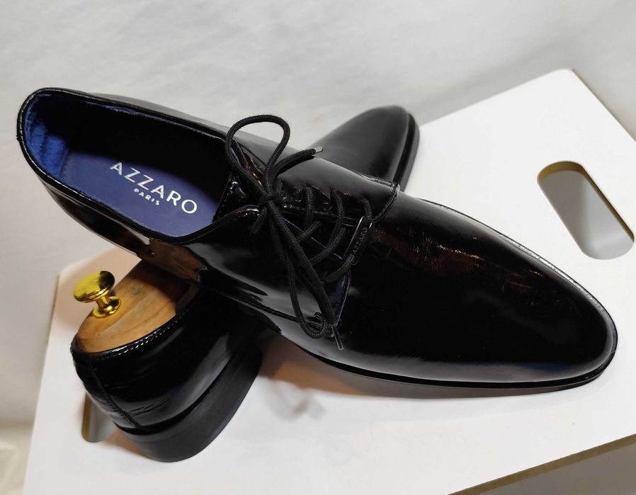 Pantofi derby 43 de lux Azzaro NOI piele naturala moale lacuita