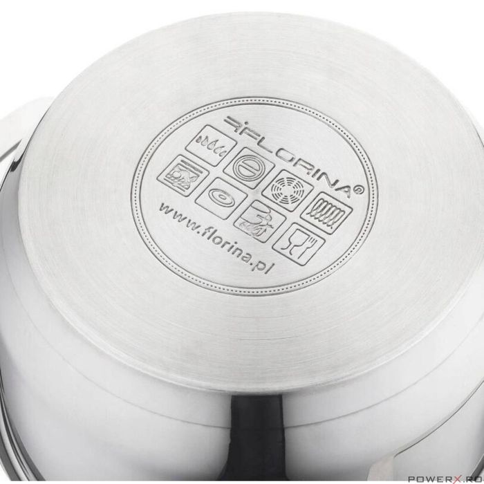 Oala cu capac, din inox, parte inferioara cu 5 straturi, diametru 20