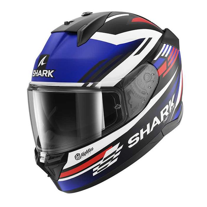 Мото Каска D-Skwal 3 Firstlap Mat Black Blue Red,вградени очила