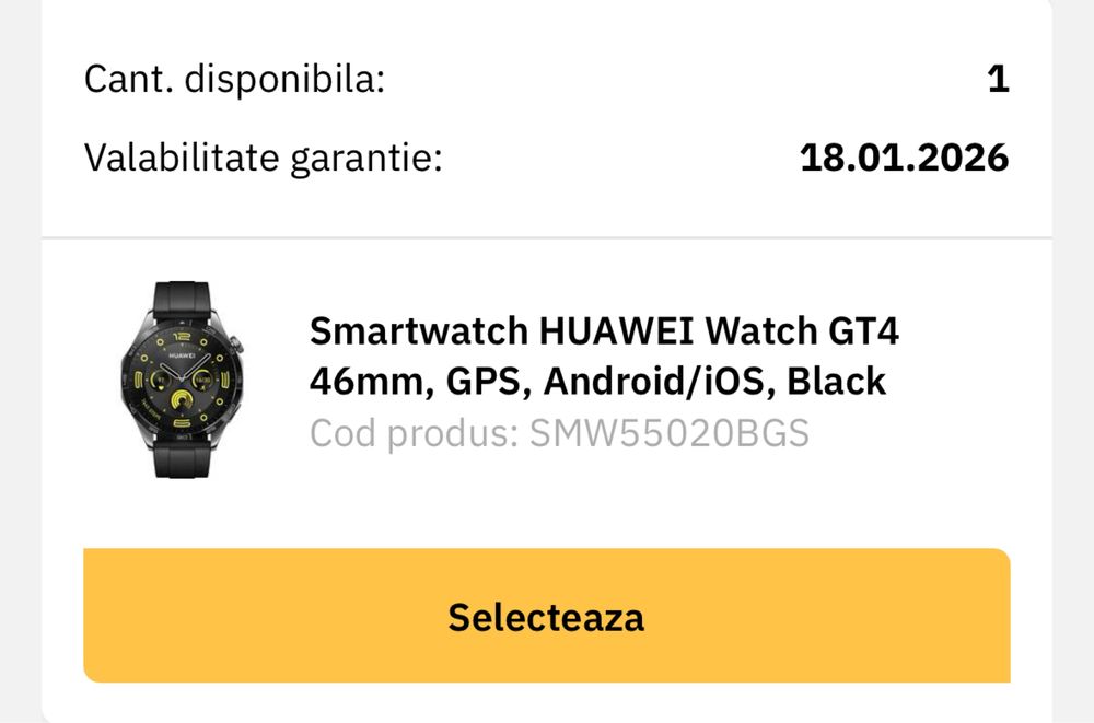 Huawei Watch GT4 46mm,GPS,Android/iOS ,Black in GARANTIE