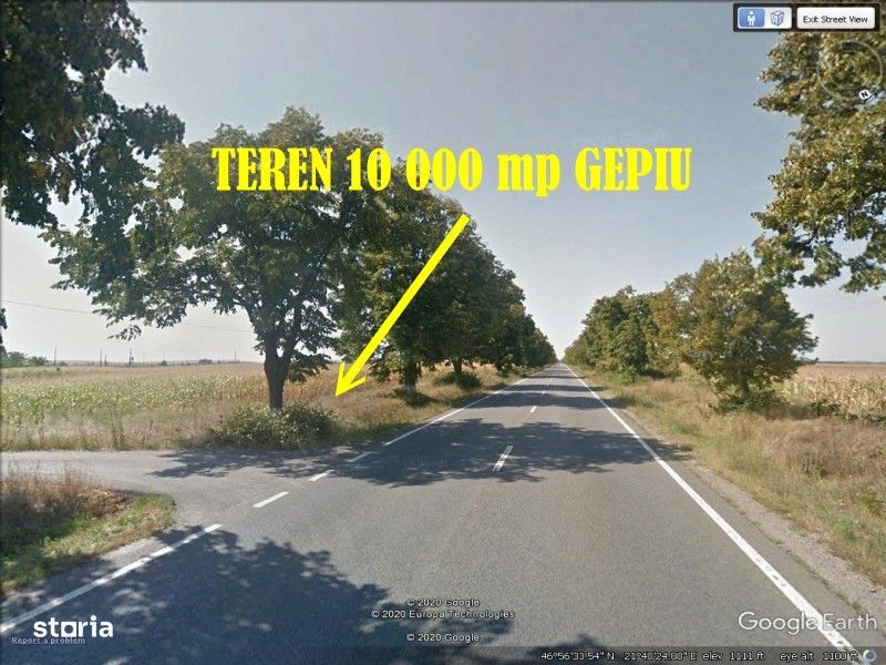 Teren intravilan Gepiu 10 000 mp Fs 174 metri drum E671 Oradea - Arad