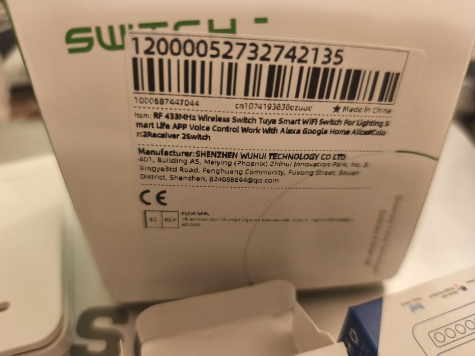 Tuya Smart Life întrerupător wifi și RF  433Mhz, cu doua microcontacte radio
