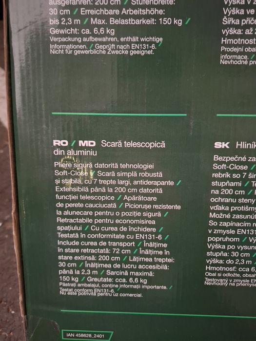 Vand scara telescopica din aluminiu Parkside noua sigilata