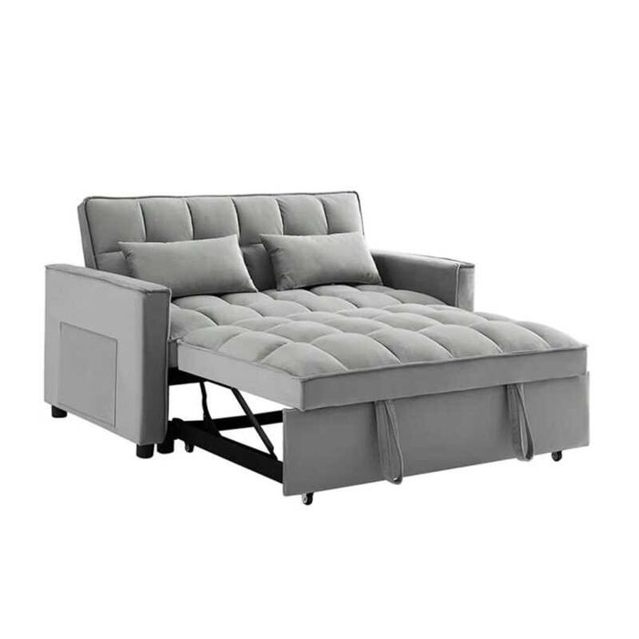 Диван, TEMPO Sofabed Velure Grey, Сив, Черен, Текстил, 137x98x77см.