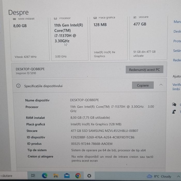 Dell I7-11370H,Ssd 512Gb