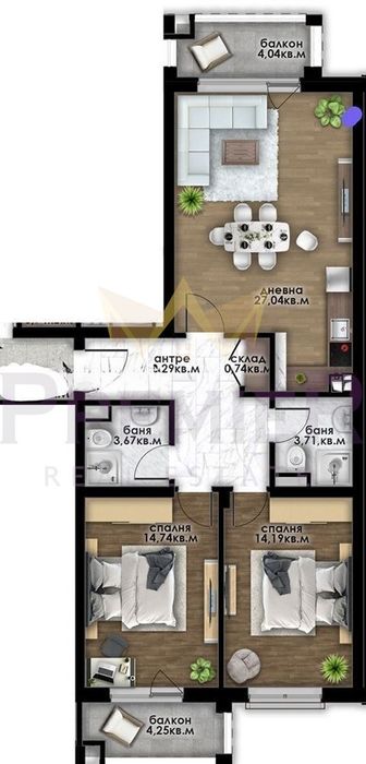 Продава се Тристаен апартамент в Пловдив, Остромила - 111 кв.м за 691 €/кв.м - Снимка #2