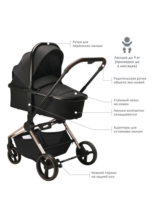 Коляска универсальная 2 в 1 iLovi Softi BLK