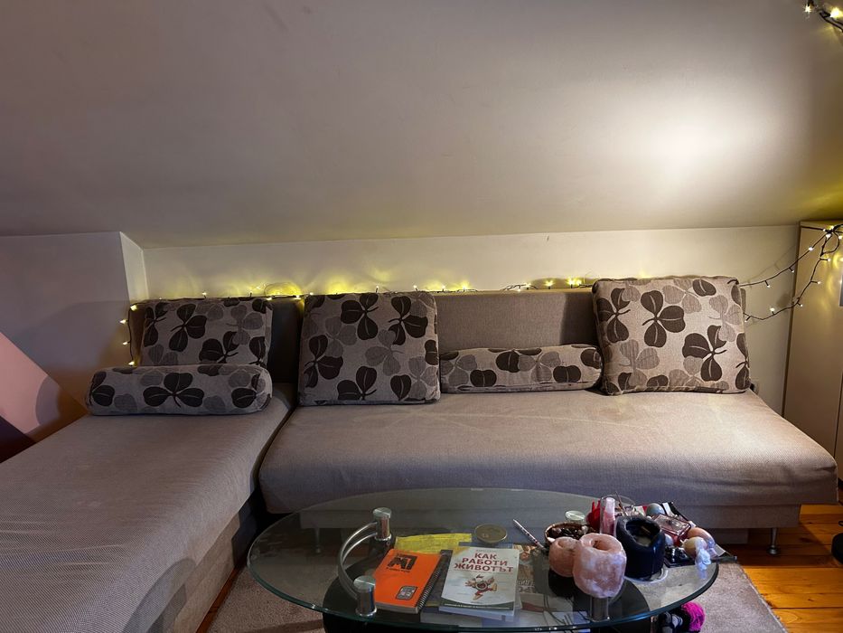 Ъглов диван с ракла и функция сън – ляв/десен, сив