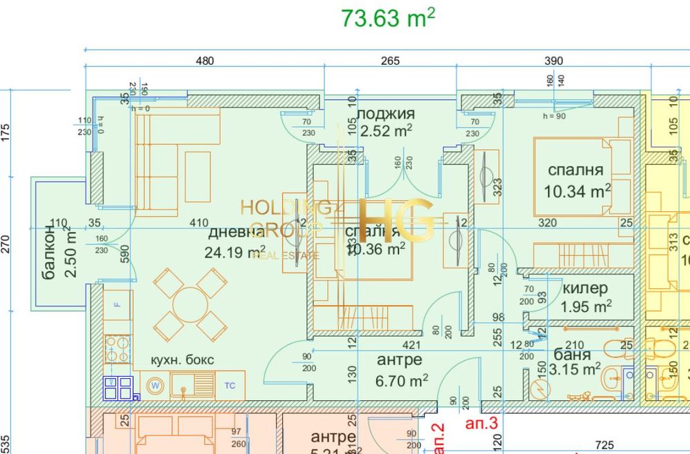 Продава се Тристаен апартамент в Варна, м-т Пчелина - 81 кв.м за 1535 €/кв.м - Снимка #2