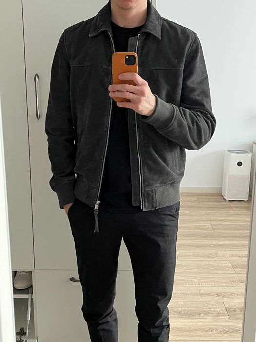 Allsaints Geaca Piele Gri (M)