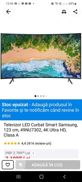 Televizor Samsung curbat 123cm display spart