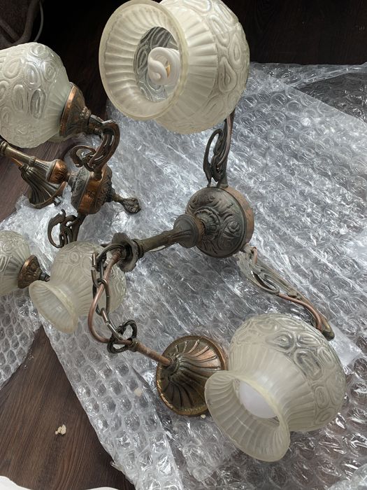 Ретро полилей от месинг и стъкло