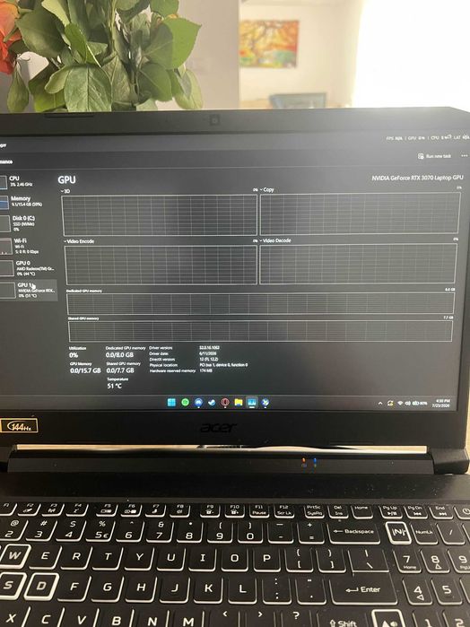 Laptop Acer Nitro 5 an515-45 AMD Ryzen 7 5800H RTX 3070 8GB