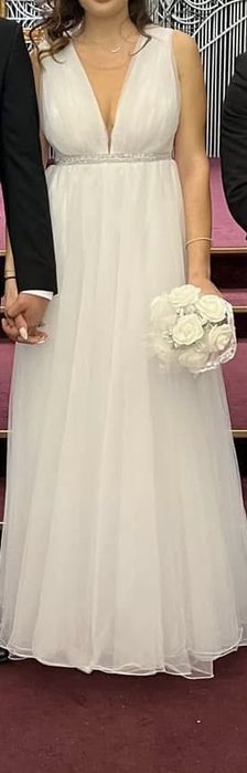 Сватбена рокля, с обувки и чанта