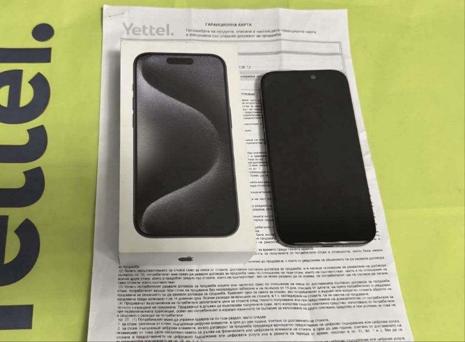 ***КАТО НОВ 256GB iPhone 15 Pro Yettel Гаранция 2026г. Black | Черен