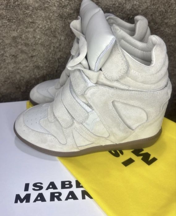 ghete sneakers Isabel Marant Bekett crem alb bej ecru marime 37 38 39 36 40 platforma y2k opium Balenciaga Golden Goose Amiri Lanvin
