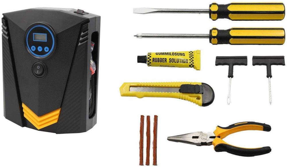 Качествен Дигитален Компресор за гуми в куфар с инструменти