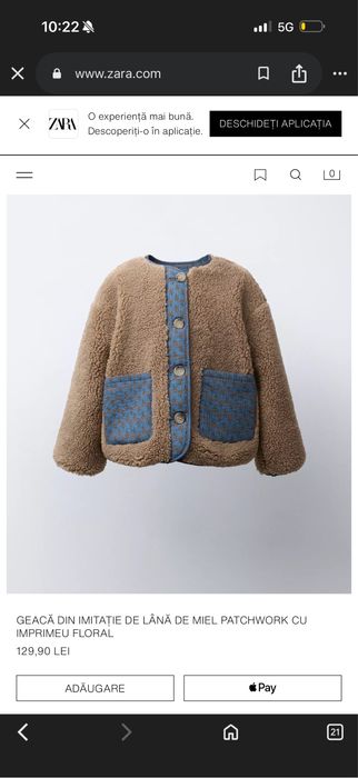 Palton copii ZARA marime 86 cm si 110