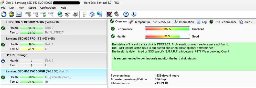 4x SODIMM Samsung 16GB DDR4-3200 64GB RAM Laptop, SSD 512GB Samsung 860 PRO, SSD 500GB 860 EVO S-ATA3