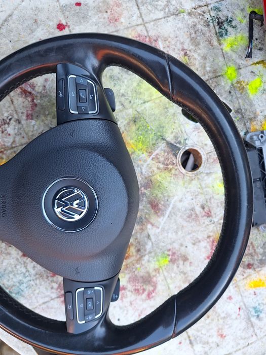 Volan piele cu padele si comenzi volan,airbag  VW Golf 6,Passat,CC,Tou