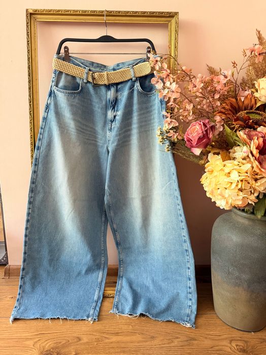 ZARA Дамски стилни широки дънки