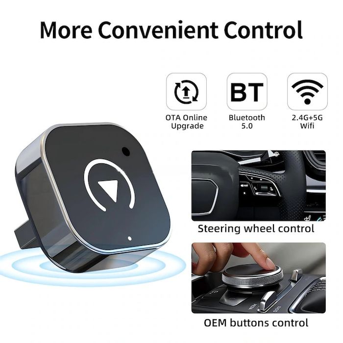 Adaptor auto Wireless CarPlay, Android/ ios  Auto, USB, Bluetooth 5.0, Negru