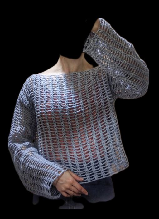 Кофта сетка, оверсайз вязаная.