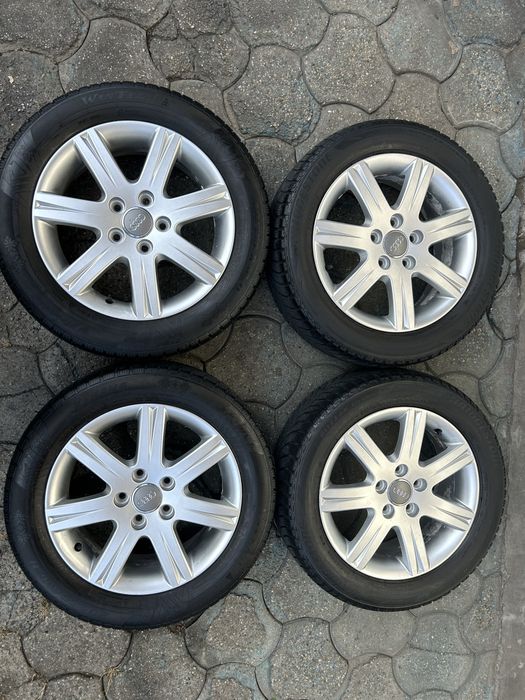 Jante aliaj 5x112mm, anvelope iarna 205/55 R16, Audi A3 A4, VW, Seat, Skoda
