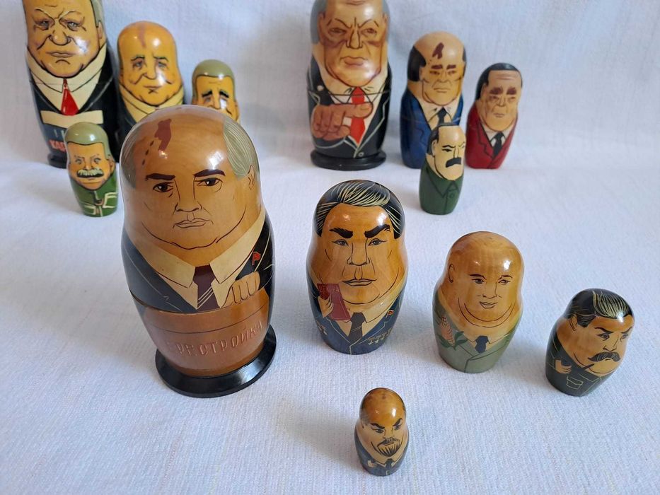 matrioska veche lemn presedinti urss 14,5 - 18,5 cm