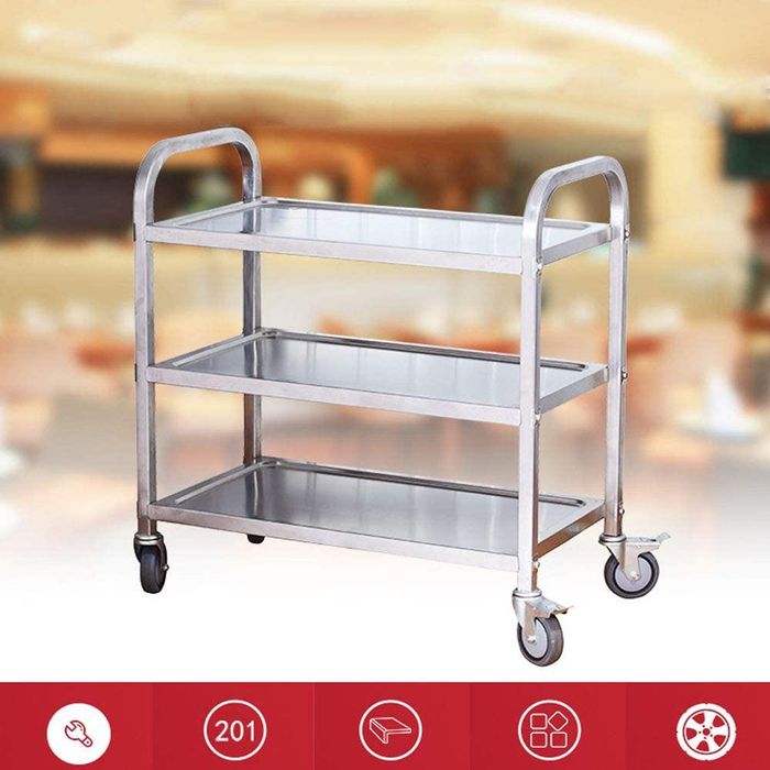 Количка за сервиране неръждаема - 3 нива.