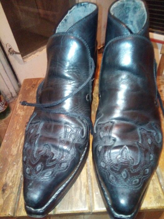 Рокерски обувки естествена кожа ръчна изработка шити