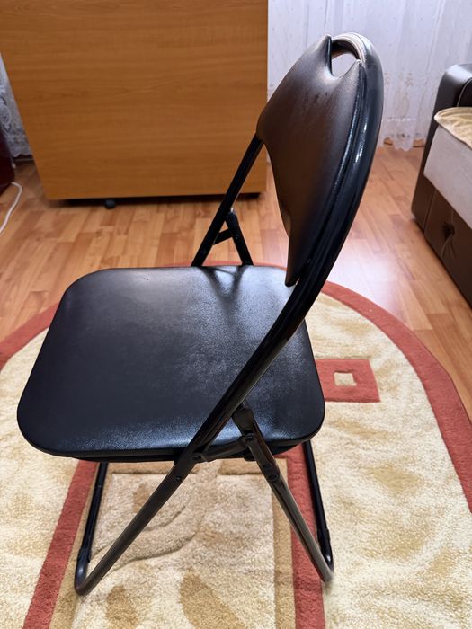 Scaun bucatarie / living pliant XJH-0208, tapitat, metal + PVC, negru