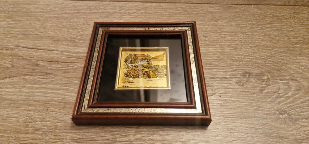 Винтидж малка, златно фолио– Италия, подпис.