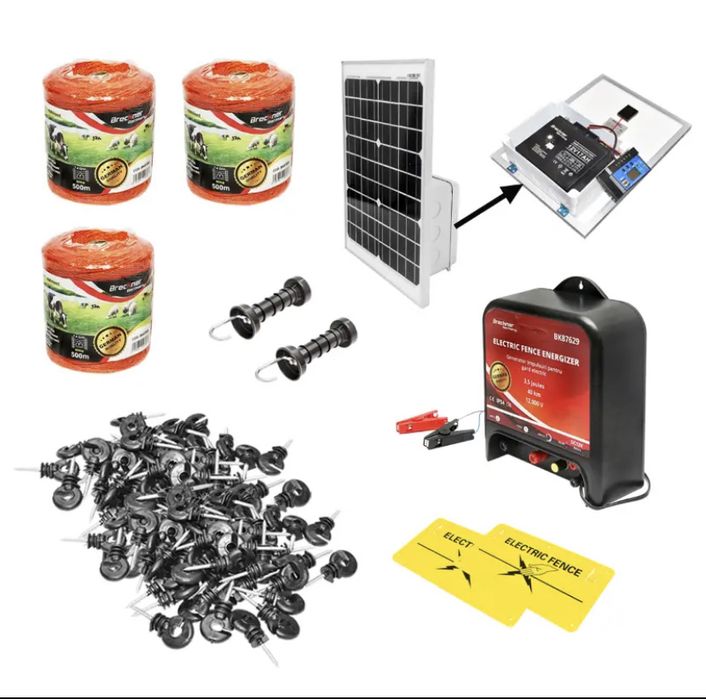 Kit gard electric cu pnou solar 20w 3,5 joule fir 1500 m