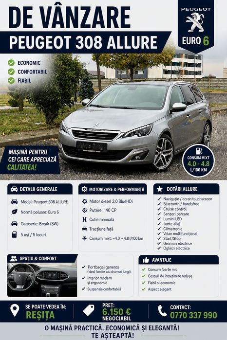 Peugeot 308 ALLURE Euro 6 Distributie schimbata