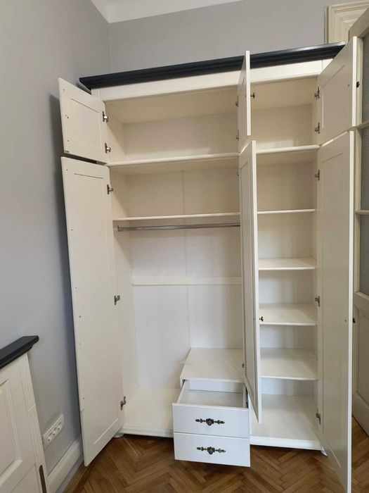 Dulap lemn masiv cu oglinda Mona, suprainaltat, 3 + 3 usi + 2 sertare