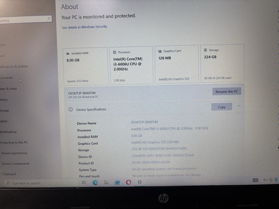 Laptop HP - 250 G6 15,6”