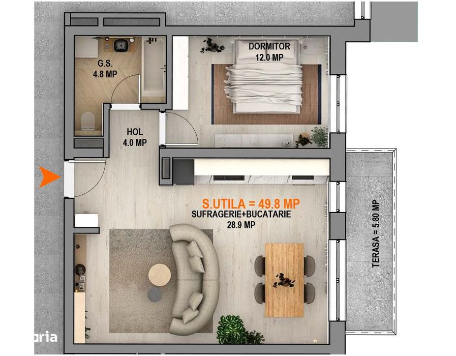 Ap. 2 camere, DISCOUNT 3000 euro, parcare inclusa, Magnolia Sibiu