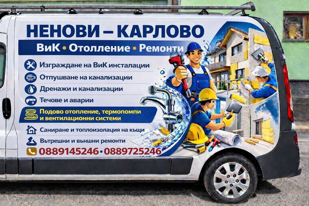 НЕНОВИ - КАРЛОВО  ВиК Отолление •  Ремонти