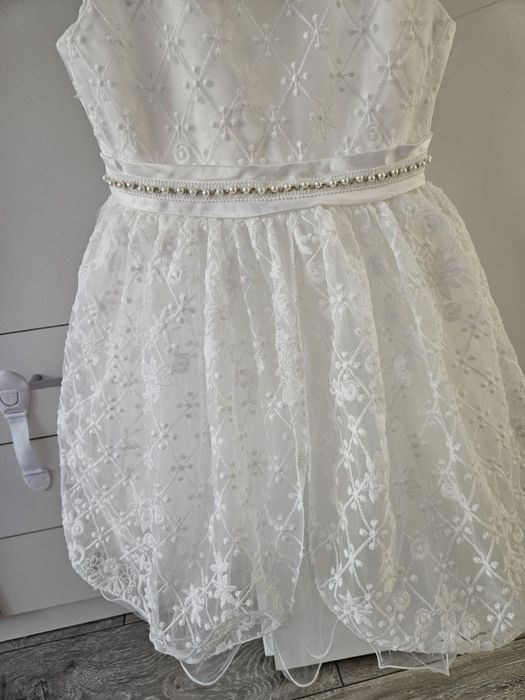 Детска официална бяла рокля с тюл Fiona & Co