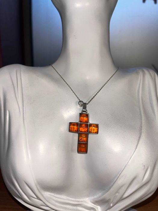 Сребърен комплект с кехлибар – 3 броя